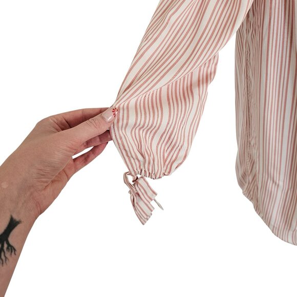 Gentle Fawn Light Pink Striped Off Shoulder Shirt Dress Sz S - Picture 3 of 10